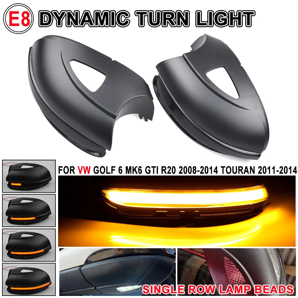 2 st för Volkswagen VW Golf 6 MK6 GTI R32 08-14 2 st dynamiska LED-blinkers backspegel blinkers indikator
