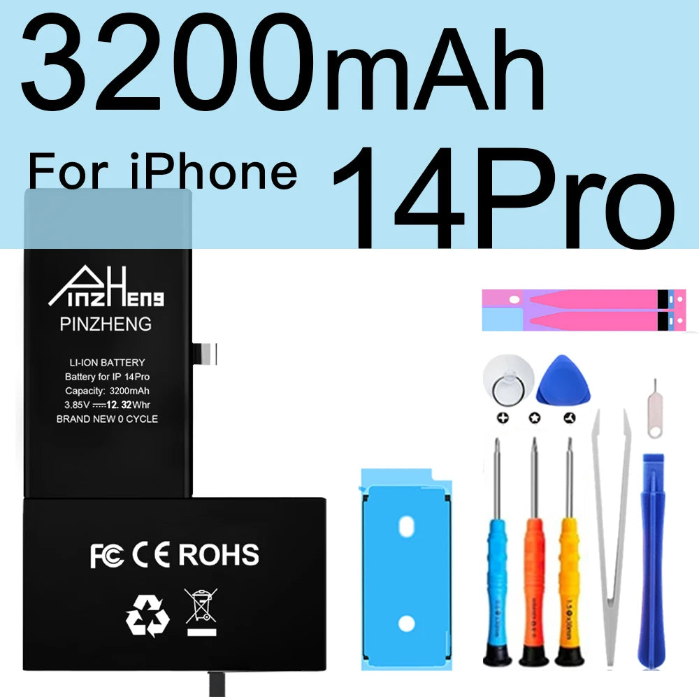 PINZHENG High Capacity Battery For iPhone 16 15 Pro Max 14 16 Pro Replacement Batteries For iPhone 15 16 14 Plus 14 Pro Max
