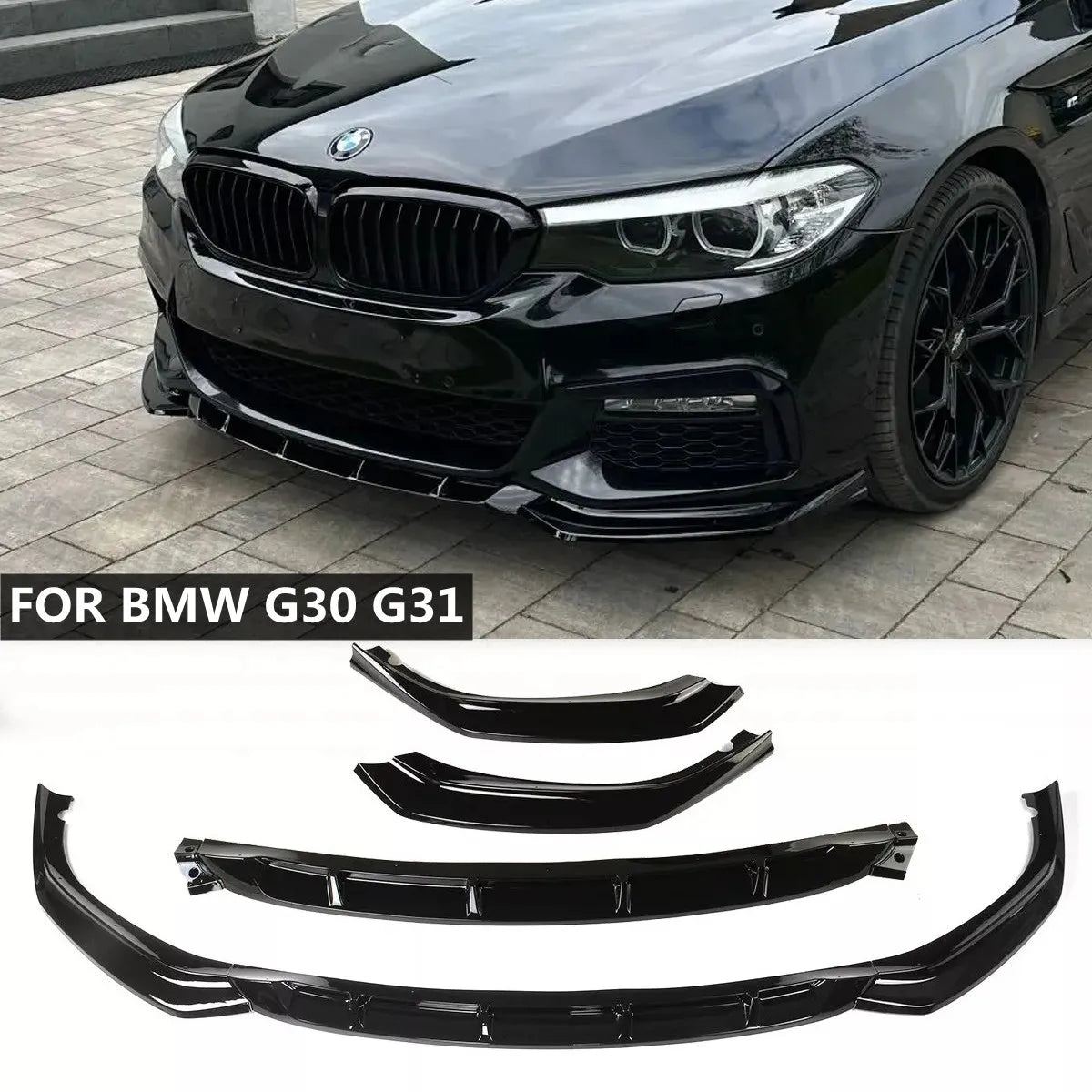 För BMW 5-serie G30 G31 520i 530i 540i M-Sport 2017-2020 Framstötfångare Läpp Spoiler Splitter Diffuser Bodykits Trimförkläde