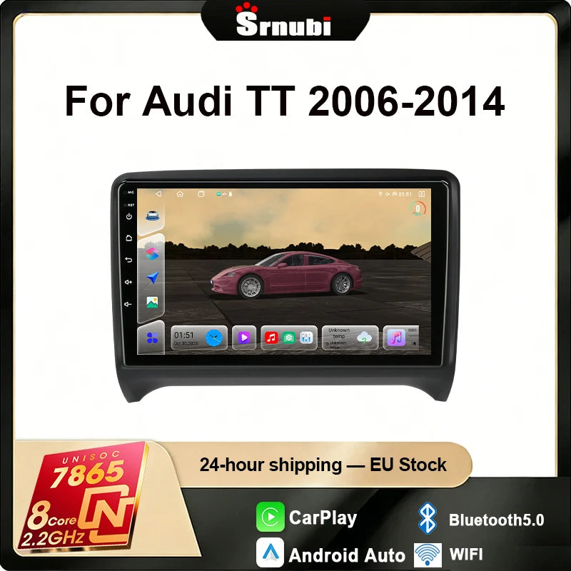 Srnubi 2 Din Android Bilradio CarPlay Android Auto Stöd Backkamera GPS BT WiFi För Citroen Nemo För Audi TT MK2 2006-2014