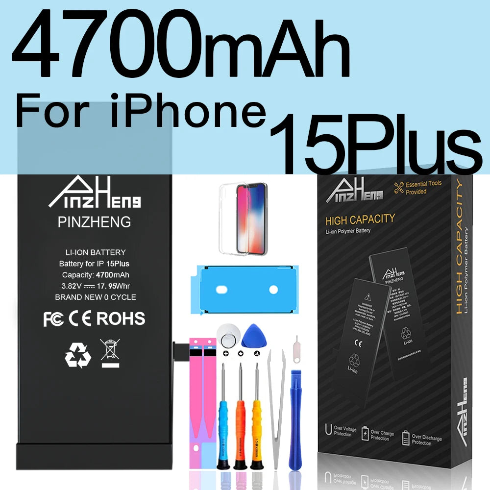 PINZHENG High Capacity Battery For iPhone 16 15 Pro Max 14 16 Pro Replacement Batteries For iPhone 15 16 14 Plus 14 Pro Max