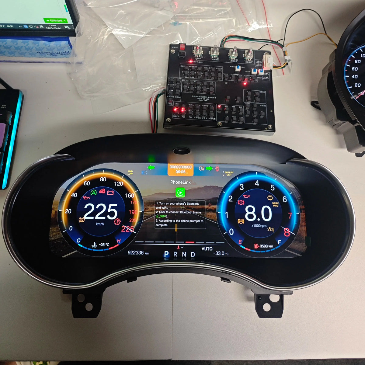 12,3-tums digitalt instrumentkluster för Jeep Grand Cherokee 2013-2018 LCD-panel virtuell hastighetsmätare med Carplay