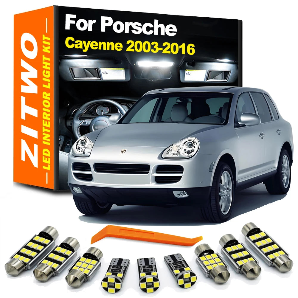 LED-belysningspaket för interiör (tak-, kart-, läs- och dörrljus) till Porsche Cayenne 955, 957, 958, 9PA, 92A (2003–2016)