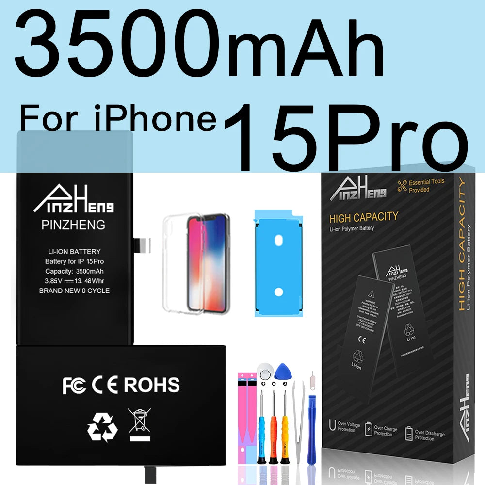 PINZHENG High Capacity Battery For iPhone 16 15 Pro Max 14 16 Pro Replacement Batteries For iPhone 15 16 14 Plus 14 Pro Max