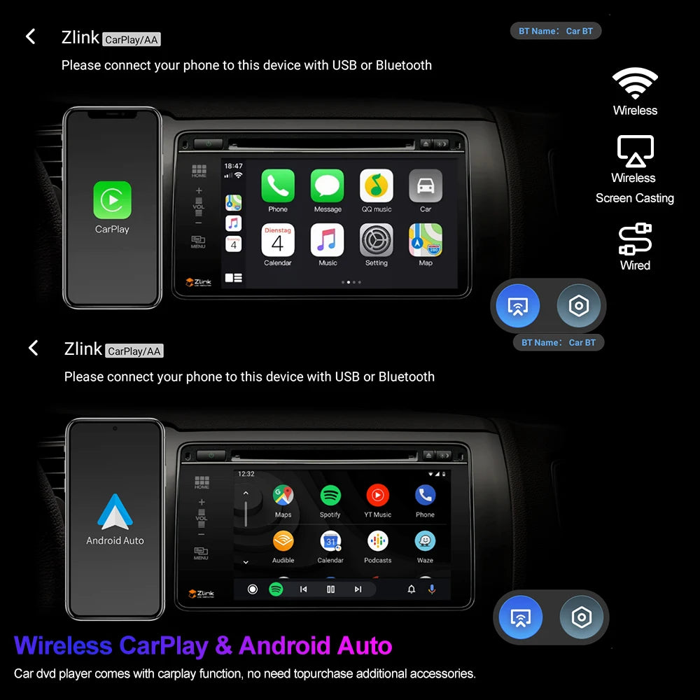 HMG Android Auto Radio For Ford KA MK1 1999-2008 Car WIFI Carplay Multimedia autoradio Player GPS Autoradio STEREO RADIO