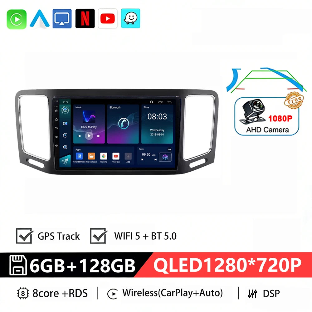 Bilstereo med A76 ASR8662-processor och Android 16 för Volkswagen VW Sharan / SEAT Alhambra 7N (2010–2022) – multimediaspelare, GPS och CarPlay