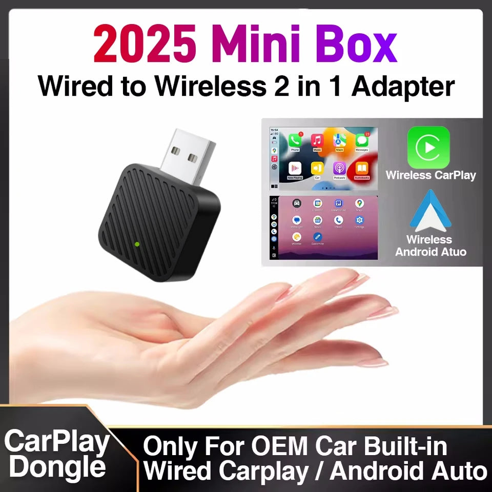 Trådlös adapter för CarPlay och Android Auto – Smart 2-i-1-dongel för Volvo, Mercedes-Benz, Audi, Kia, Hyundai, VW, Mazda, Cadillac, MG och Peugeot