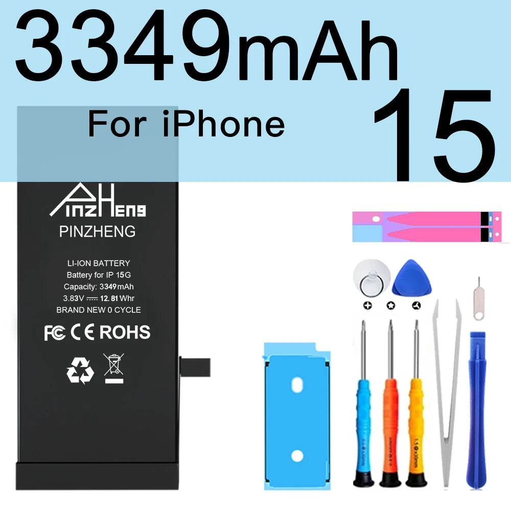 PINZHENG High Capacity Battery For iPhone 16 15 Pro Max 14 16 Pro Replacement Batteries For iPhone 15 16 14 Plus 14 Pro Max
