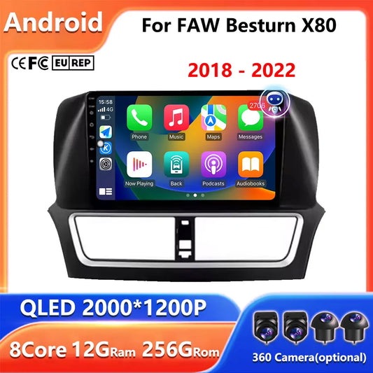Trådlös CarPlay för FAW Besturn X80 (2018–2022) – Android 16-bilradio, multimediaspelare, GPS-navigering, huvudenhet, Bluetooth och DSP