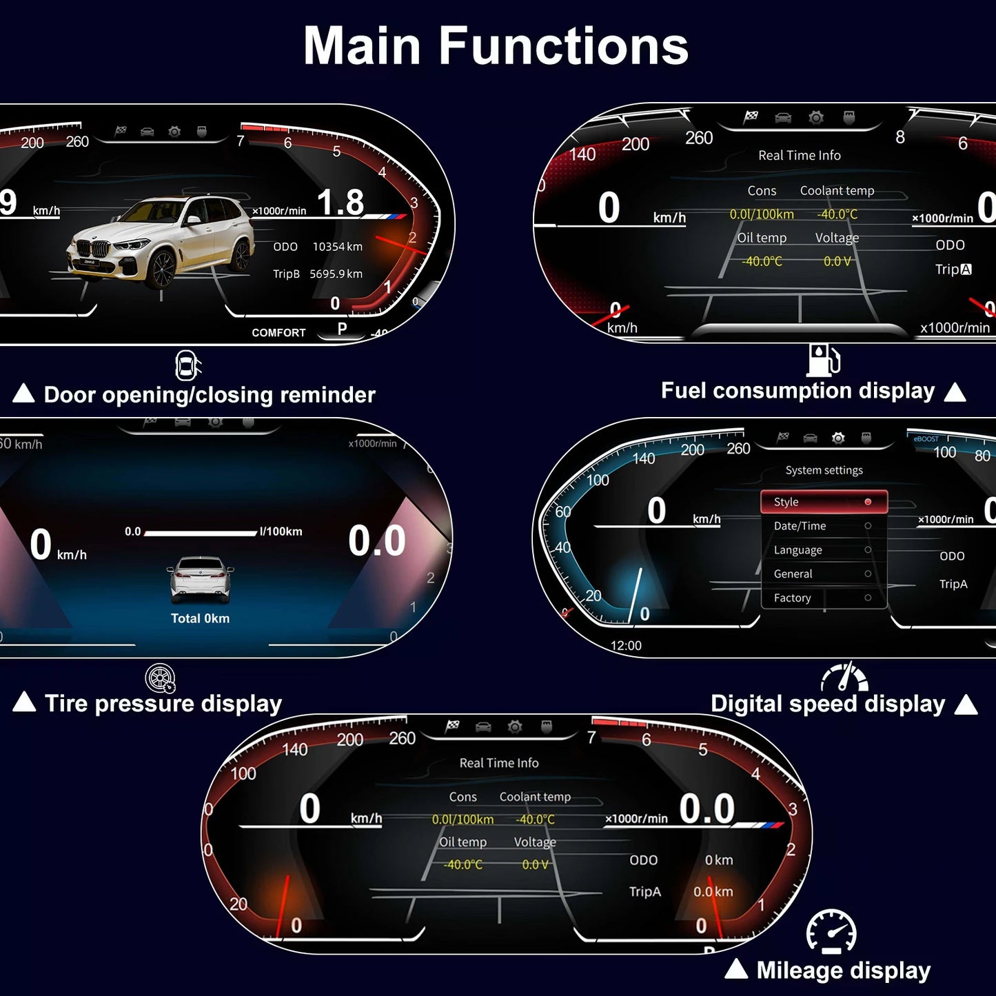 "12,3-tums Digital Instrumentpanel för BMW F30 / F31 / F34 (2013-2020)"