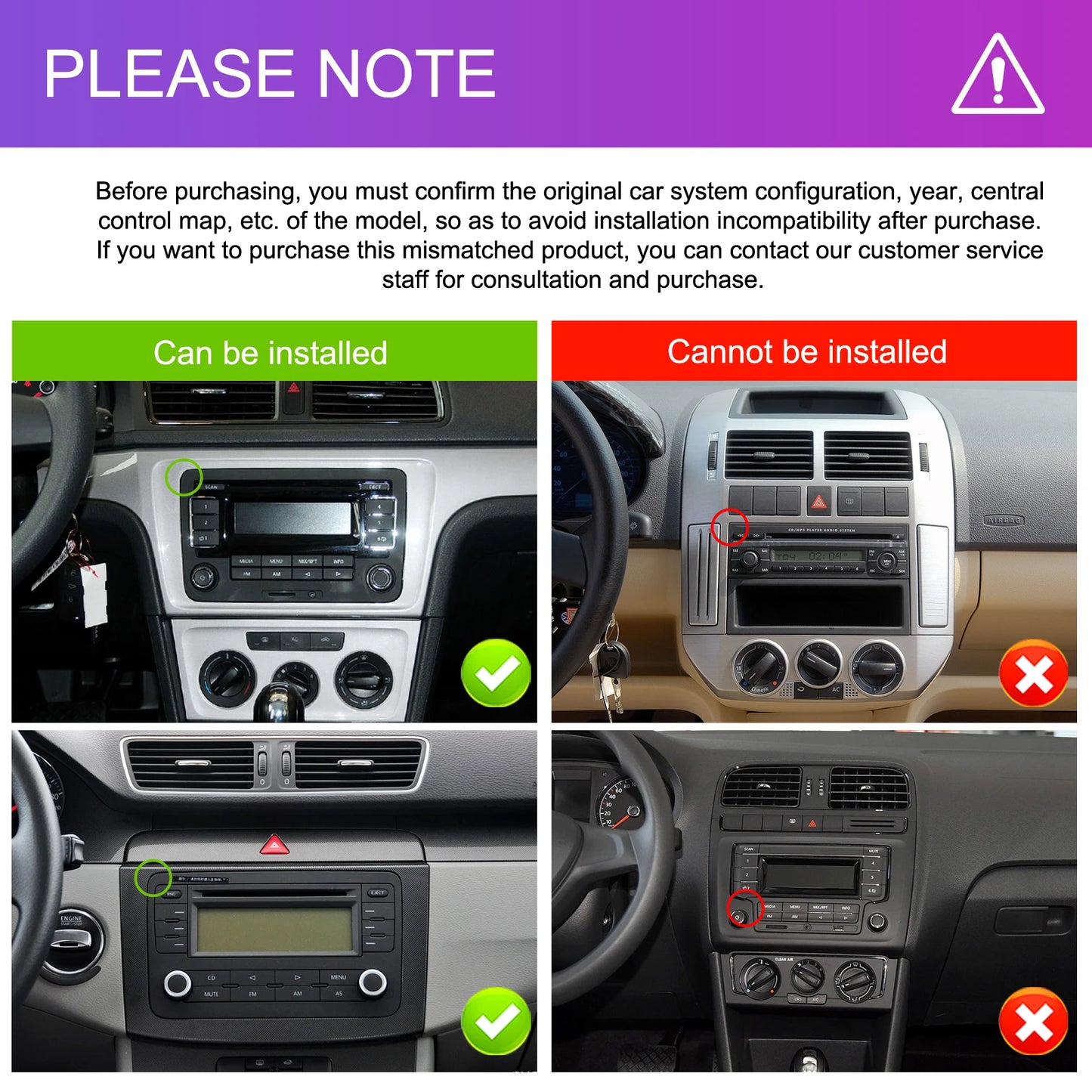 Podofo 7" Carplay Android bilradio för Volkswagen VW Passat B6 B7 CC Tiguan Touran GOLF POLO bilmultimedia GPS-spelare