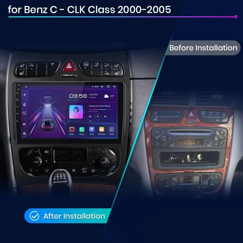 Junsun Android Auto-bilradio för Mercedes-Benz C-klass W203 (C200, C320, C350) och CLK W209 (2000–2005)