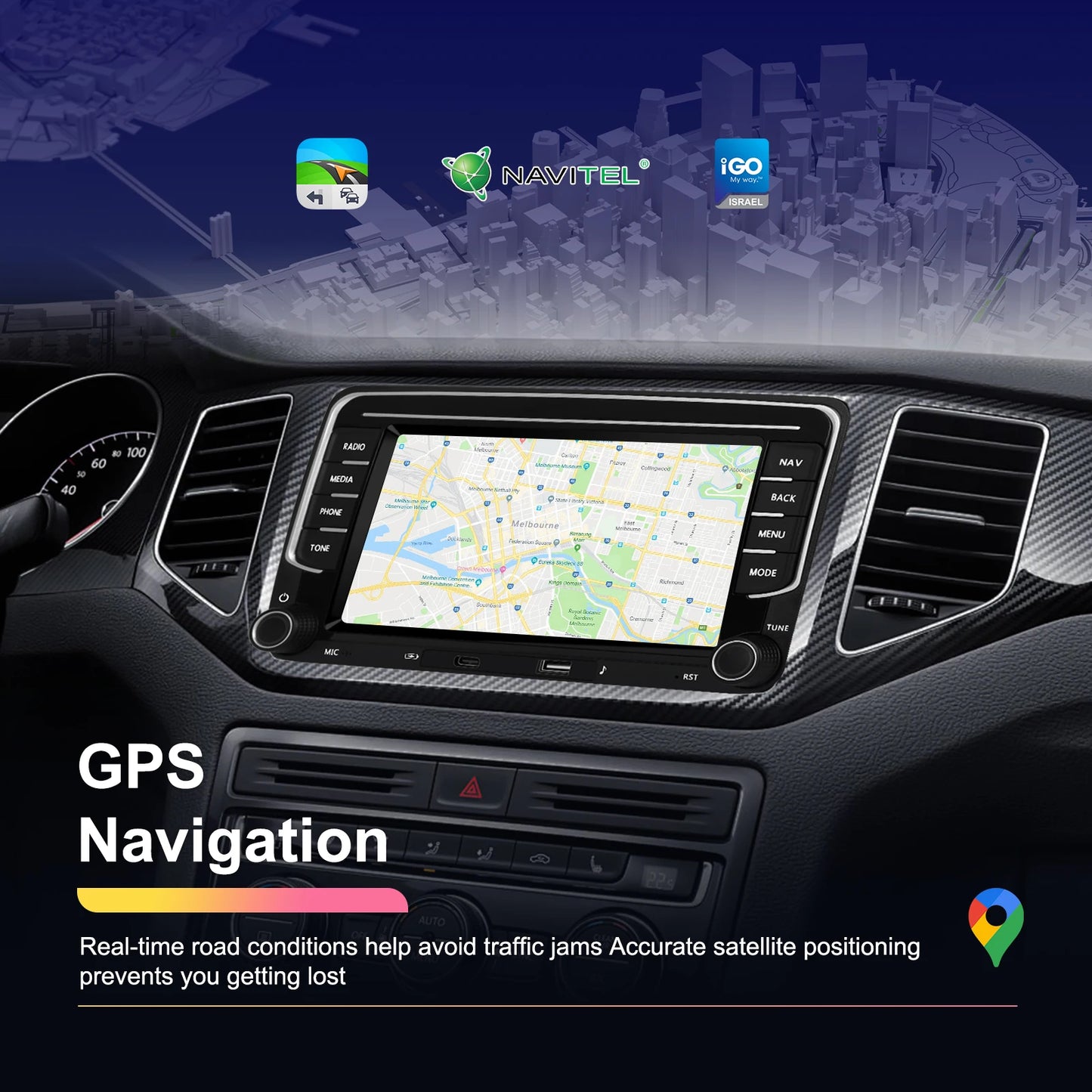Podofo 7" Carplay Android bilradio för Volkswagen VW Passat B6 B7 CC Tiguan Touran GOLF POLO bilmultimedia GPS-spelare