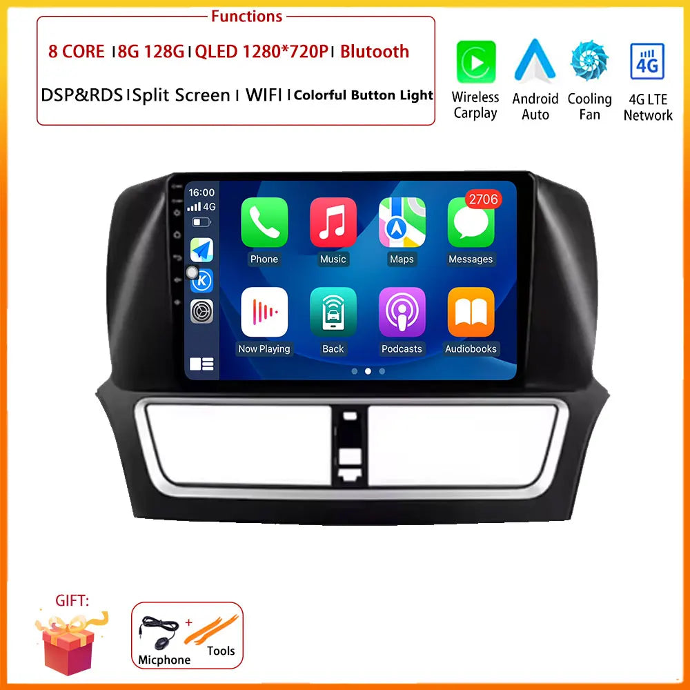 Trådlös CarPlay för FAW Besturn X80 (2018–2022) – Android 16-bilradio, multimediaspelare, GPS-navigering, huvudenhet, Bluetooth och DSP