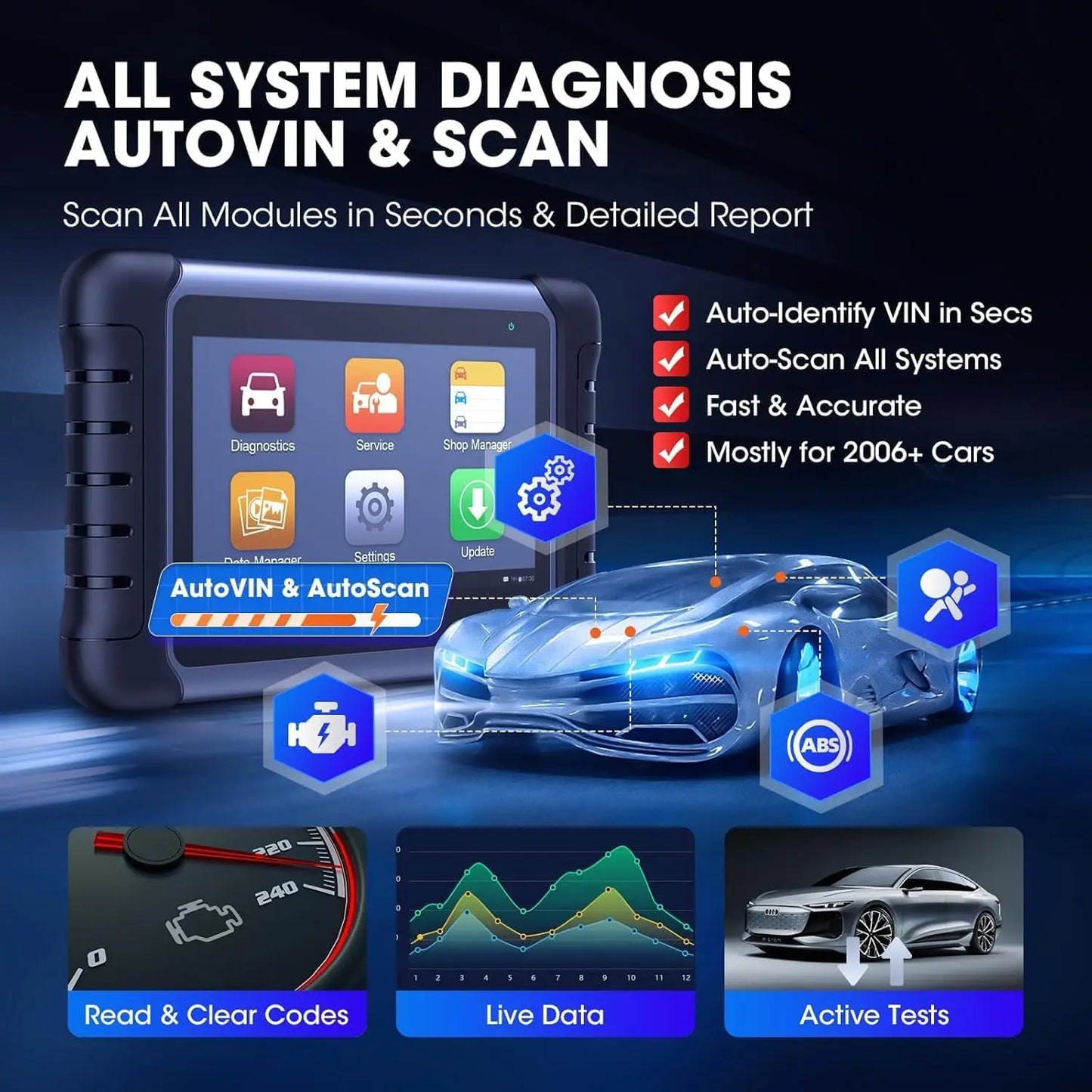 Autel MaxiCOM MK808S Dubbelriktat Verktyg som MK808BT Pro MX808S OBD2 Skanner Dubbelriktad Kontroll Diagnostik Bilverktyg