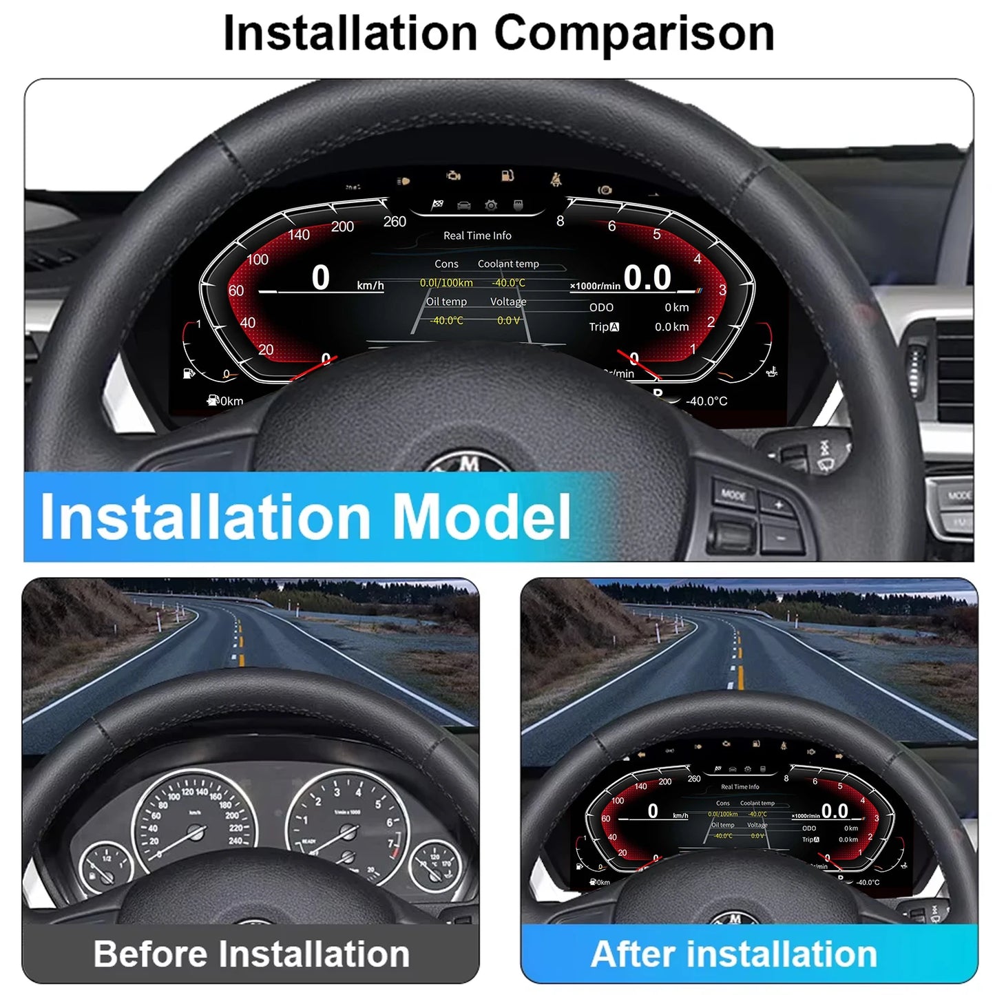 "12,3-tums Digital Instrumentpanel för BMW F30 / F31 / F34 (2013-2020)"