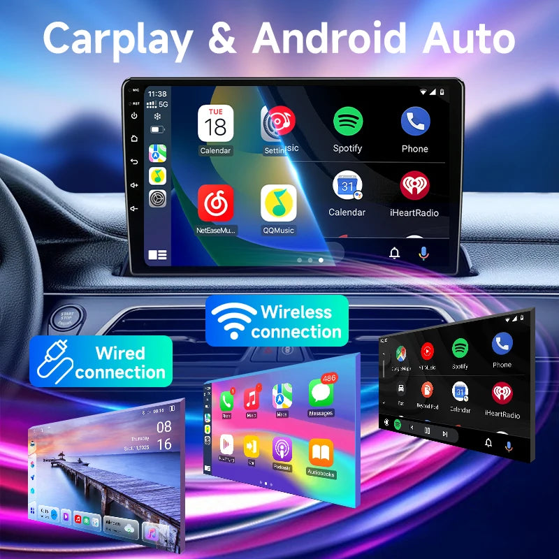 Srnubi 2 Din Android Bilradio CarPlay Android Auto Stöd Backkamera GPS BT WiFi För Citroen Nemo För Audi TT MK2 2006-2014