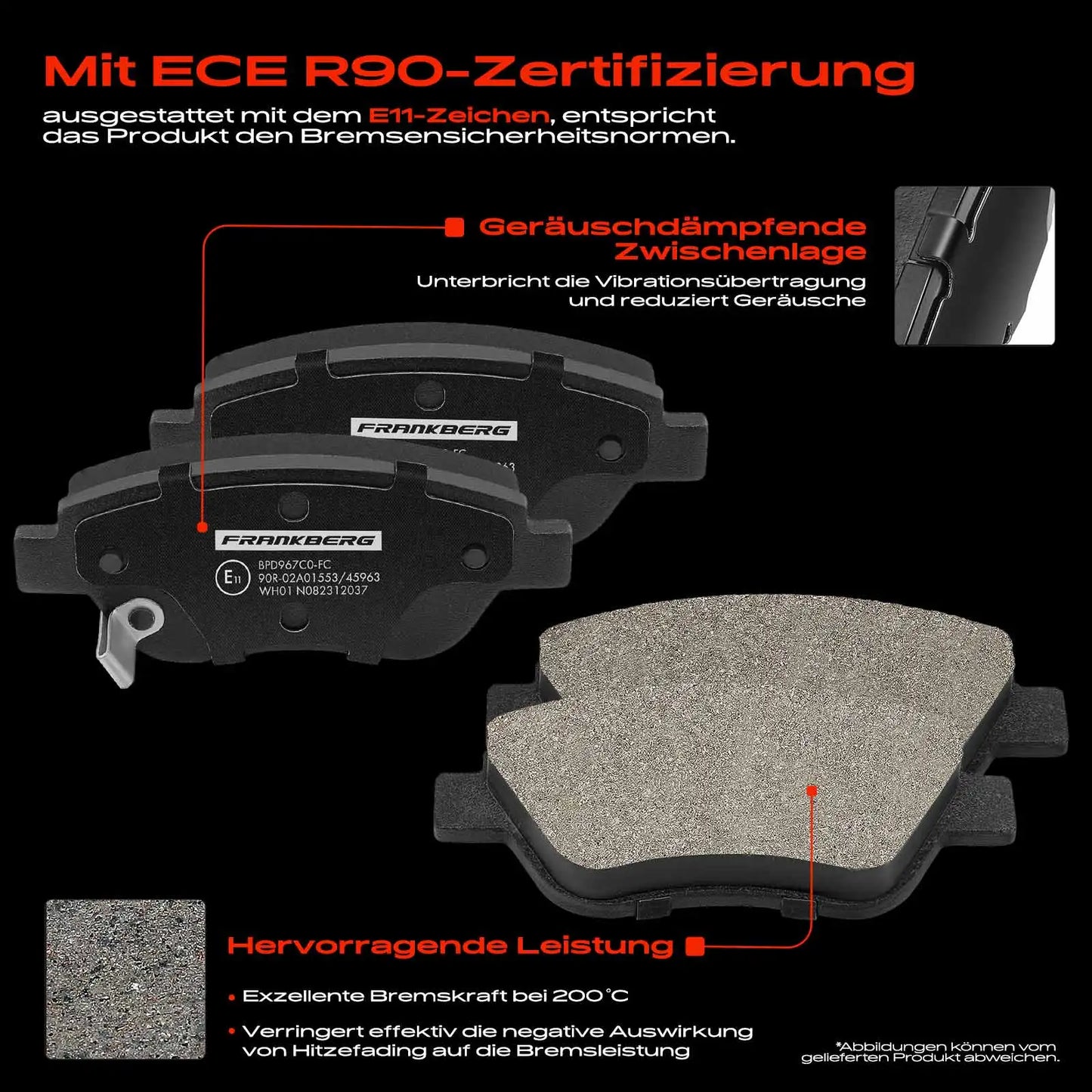Frankberg 4x Bromsbelägg fram till Fiat Doblo MPV Van/MPV Panda Van/Hatchback, Opel Adam Corsa D 93189815 095521571