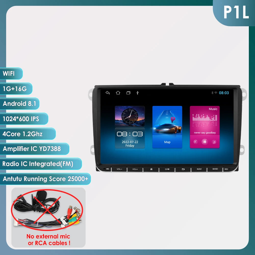 Hizpo 9" Android Bilstereo med CarPlay & Android Auto för VW Golf, Passat B6/B7, Skoda & Seat