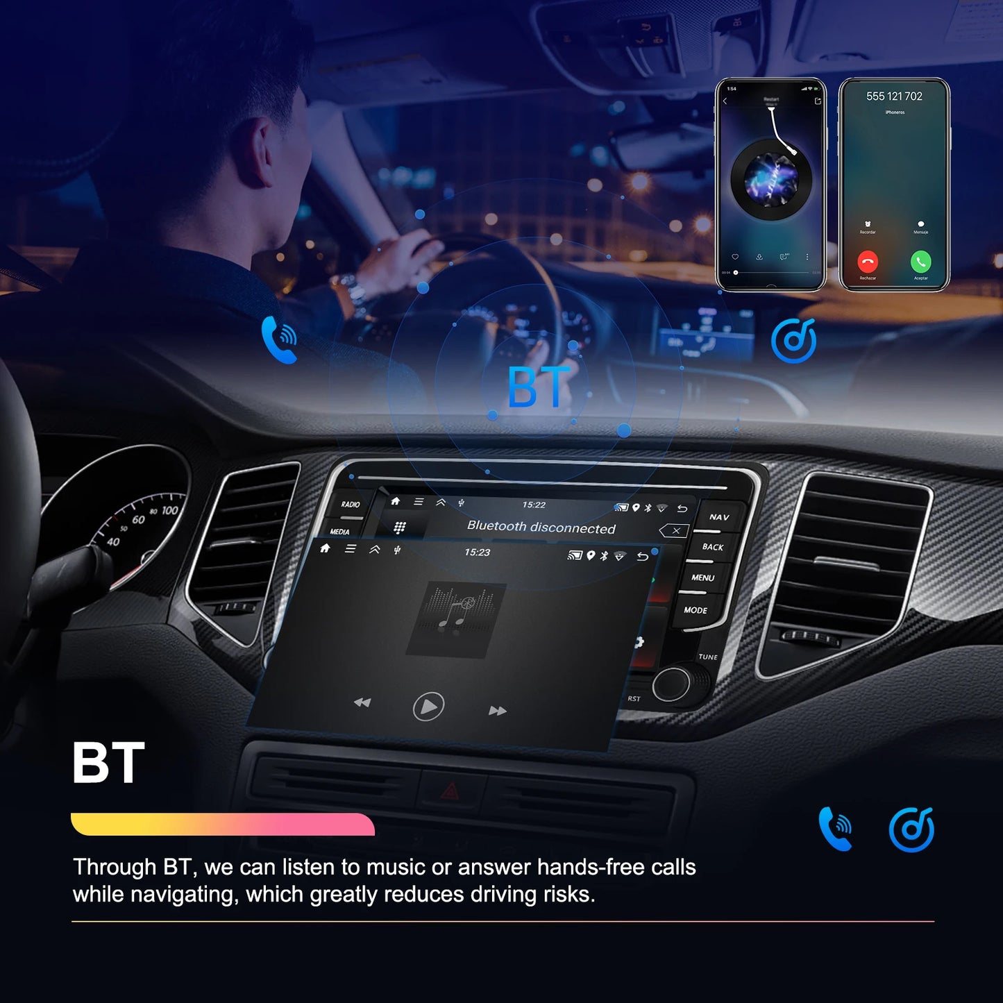 Podofo 7" Carplay Android bilradio för Volkswagen VW Passat B6 B7 CC Tiguan Touran GOLF POLO bilmultimedia GPS-spelare