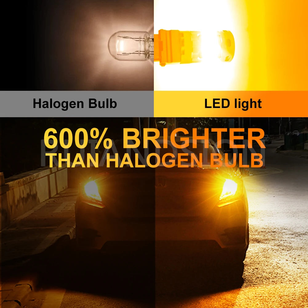 Blinkerslampa LED CANBUS Felfri 7440 T20 3156 T25 W21W P27/7W Gul Glödlampa Med Fläkt Ingen Blinkning För Bil Lastbil 12V-24V 2st