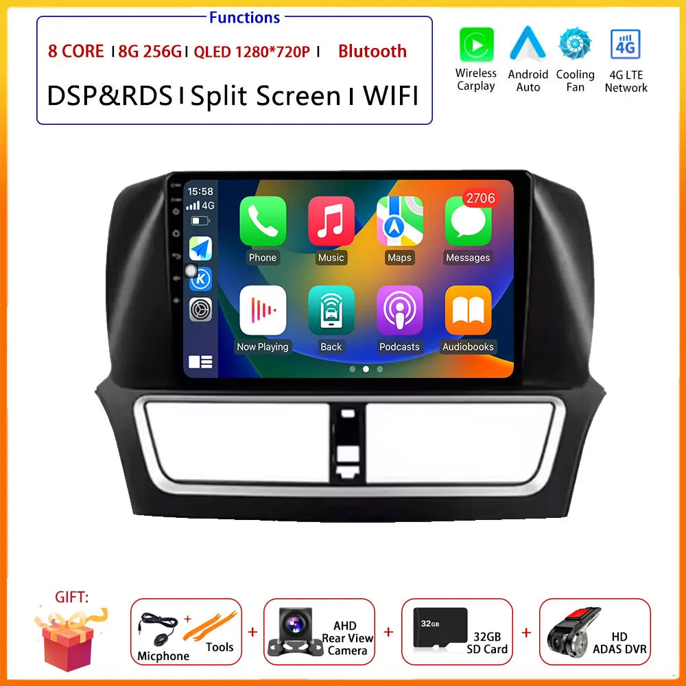 Trådlös CarPlay för FAW Besturn X80 (2018–2022) – Android 16-bilradio, multimediaspelare, GPS-navigering, huvudenhet, Bluetooth och DSP