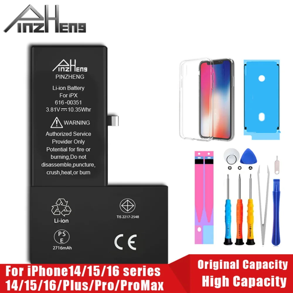 PINZHENG High Capacity Battery For iPhone 16 15 Pro Max 14 16 Pro Replacement Batteries For iPhone 15 16 14 Plus 14 Pro Max