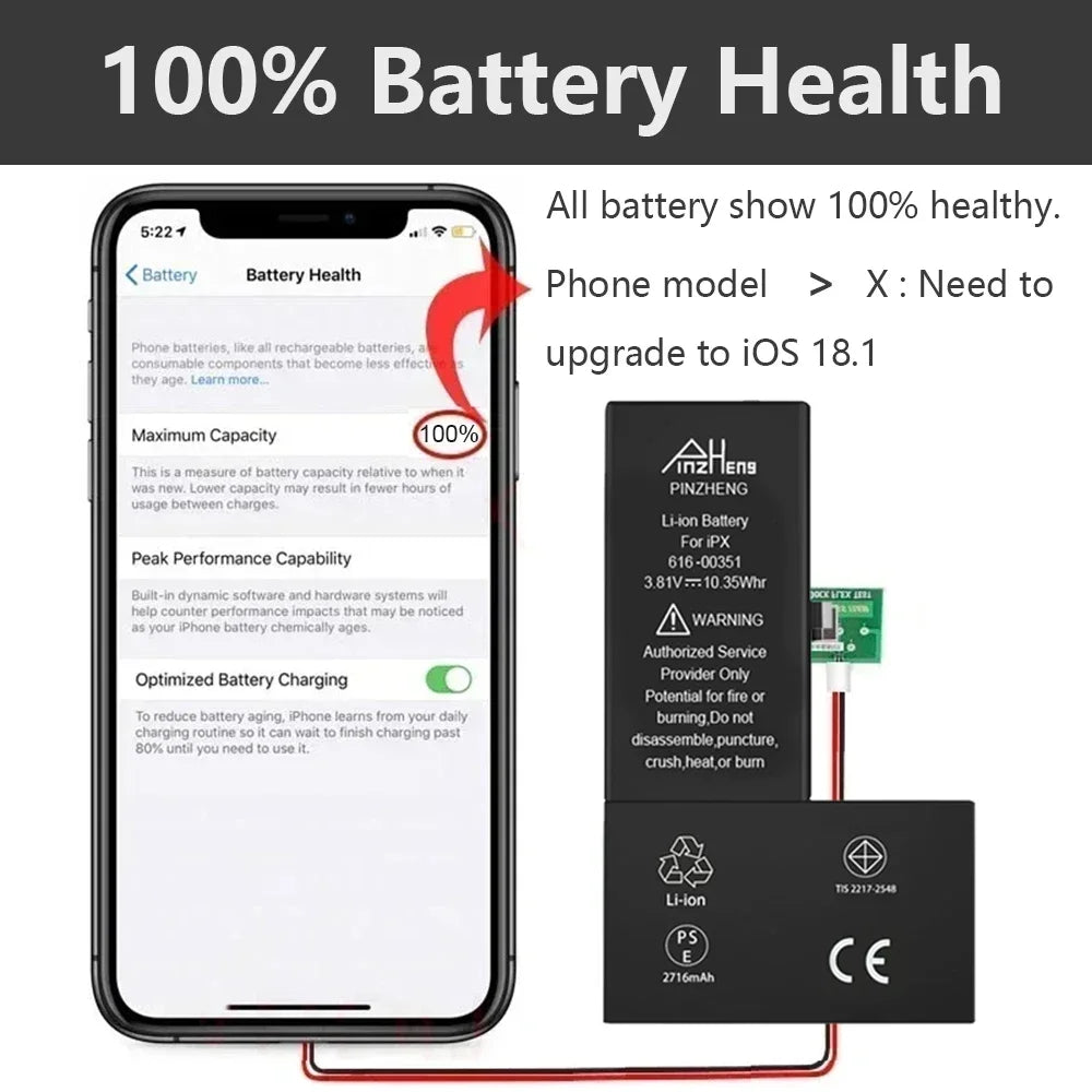 PINZHENG High Capacity Battery For iPhone 16 15 Pro Max 14 16 Pro Replacement Batteries For iPhone 15 16 14 Plus 14 Pro Max