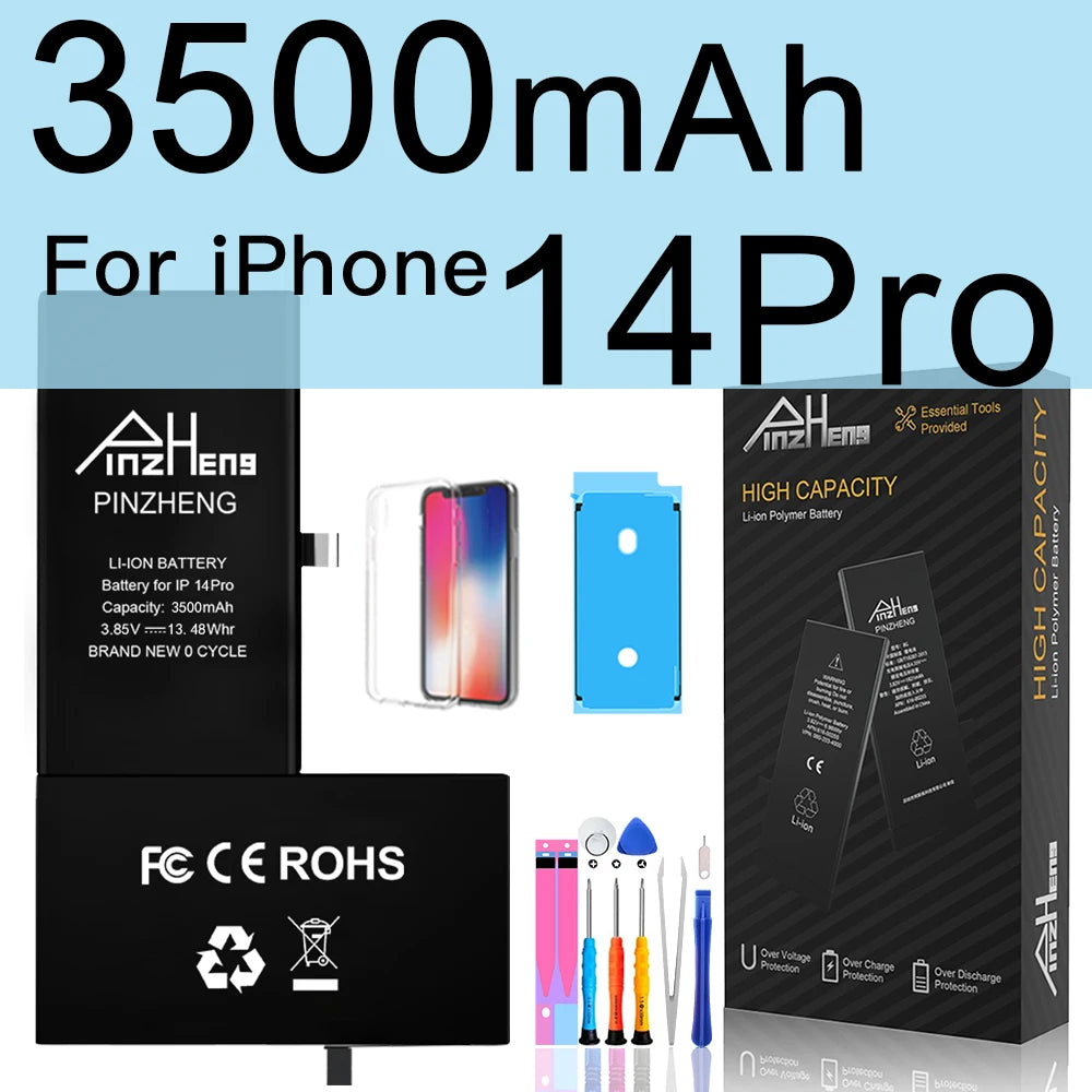 PINZHENG High Capacity Battery For iPhone 16 15 Pro Max 14 16 Pro Replacement Batteries For iPhone 15 16 14 Plus 14 Pro Max
