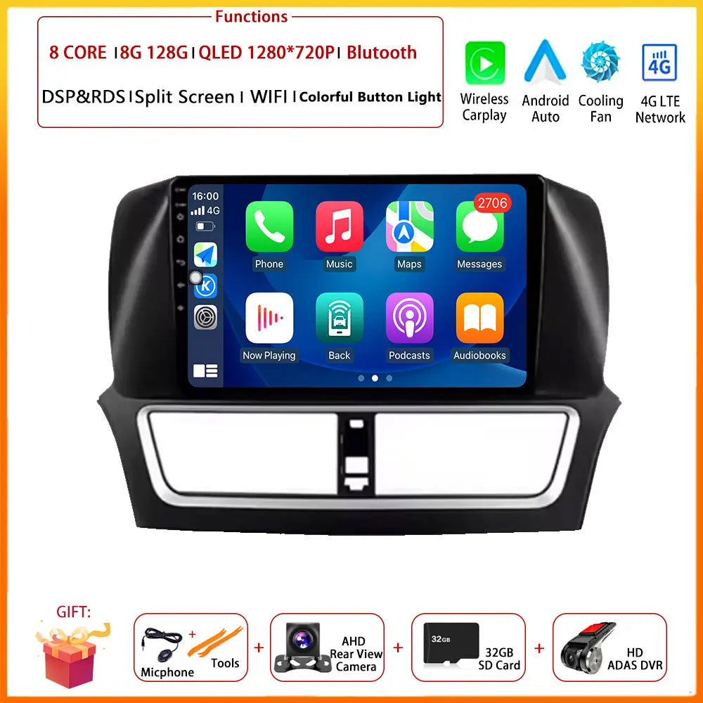 Trådlös CarPlay för FAW Besturn X80 (2018–2022) – Android 16-bilradio, multimediaspelare, GPS-navigering, huvudenhet, Bluetooth och DSP