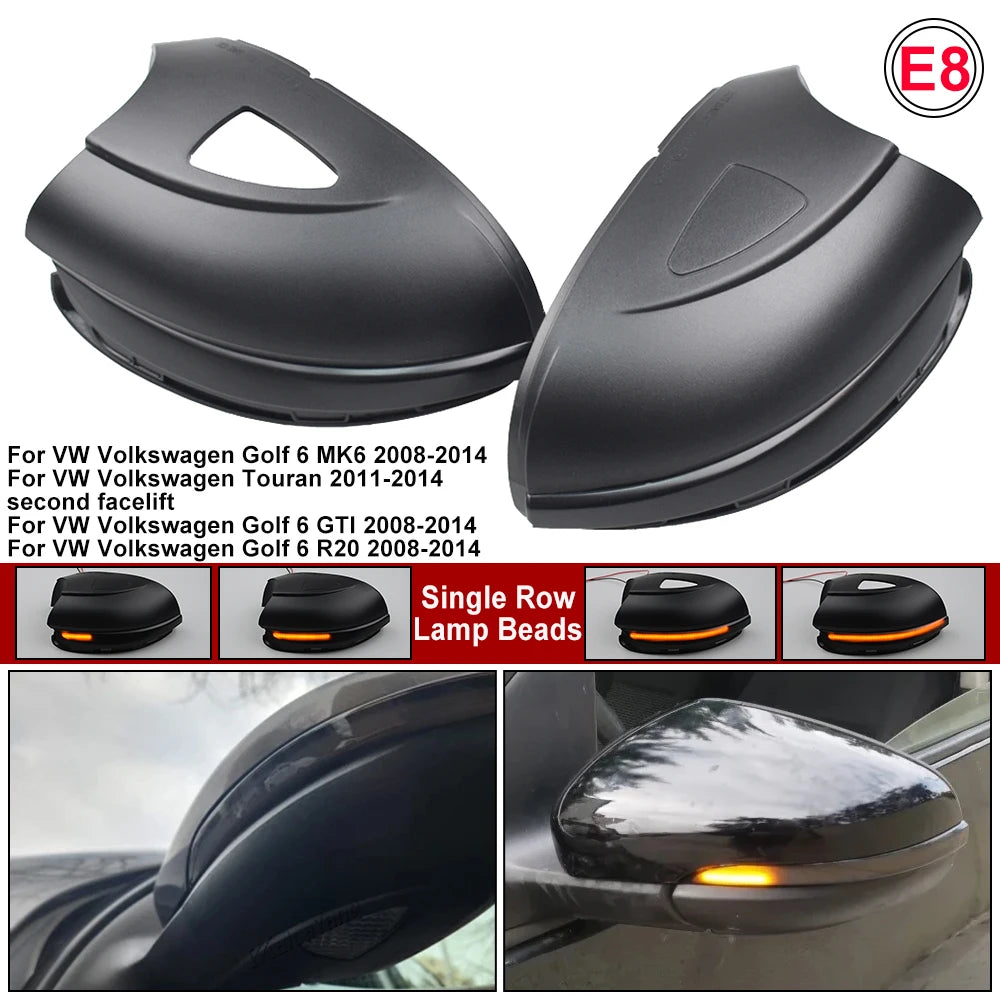 2 st för Volkswagen VW Golf 6 MK6 GTI R32 08-14 2 st dynamiska LED-blinkers backspegel blinkers indikator