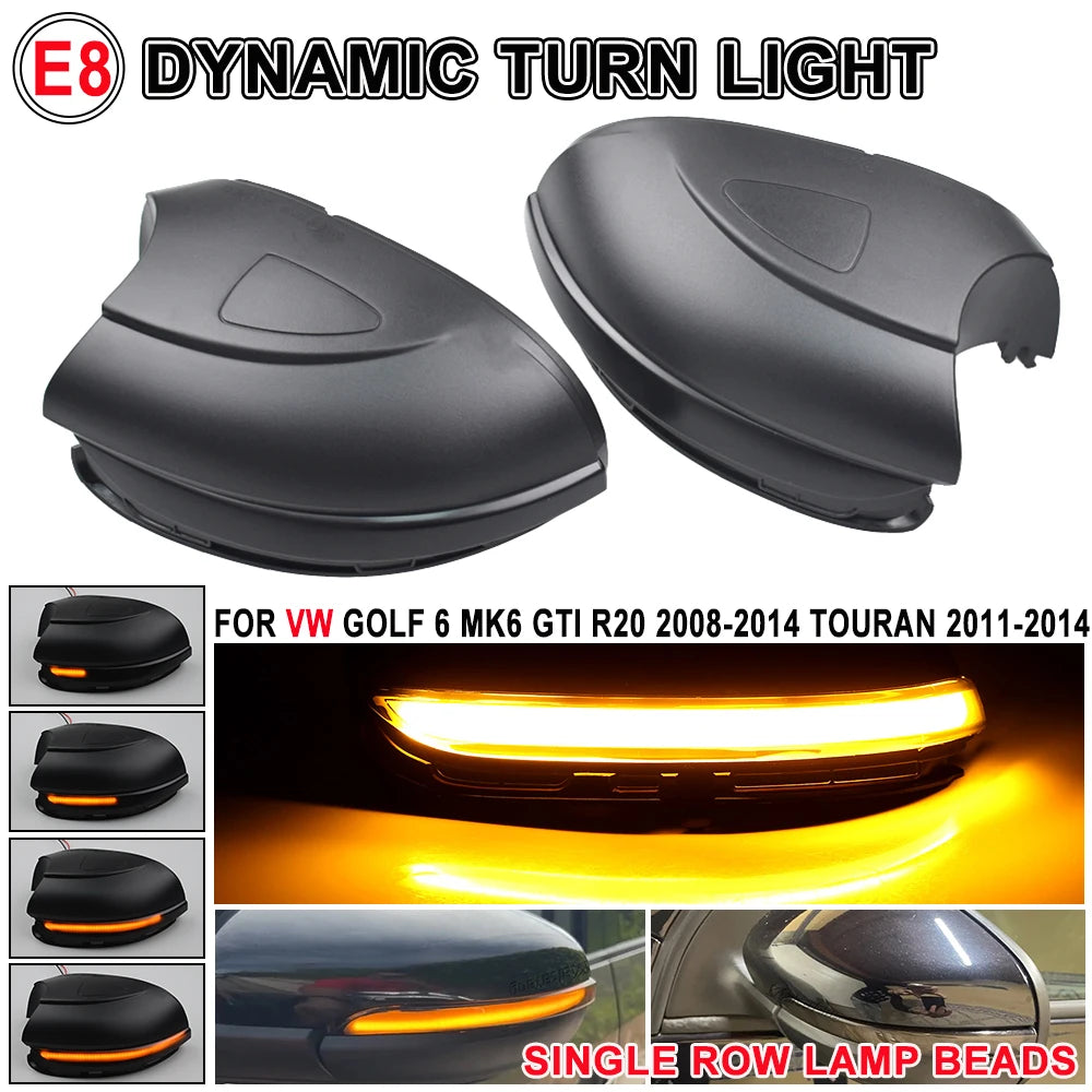 2 st för Volkswagen VW Golf 6 MK6 GTI R32 08-14 2 st dynamiska LED-blinkers backspegel blinkers indikator