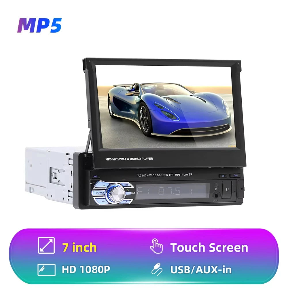 Podofo Android 1 Din Bil Roterbar Radio Skärm Carplay tack vare Multimedia Videospelare Universal Bilstereo GPS Navigation WIFI