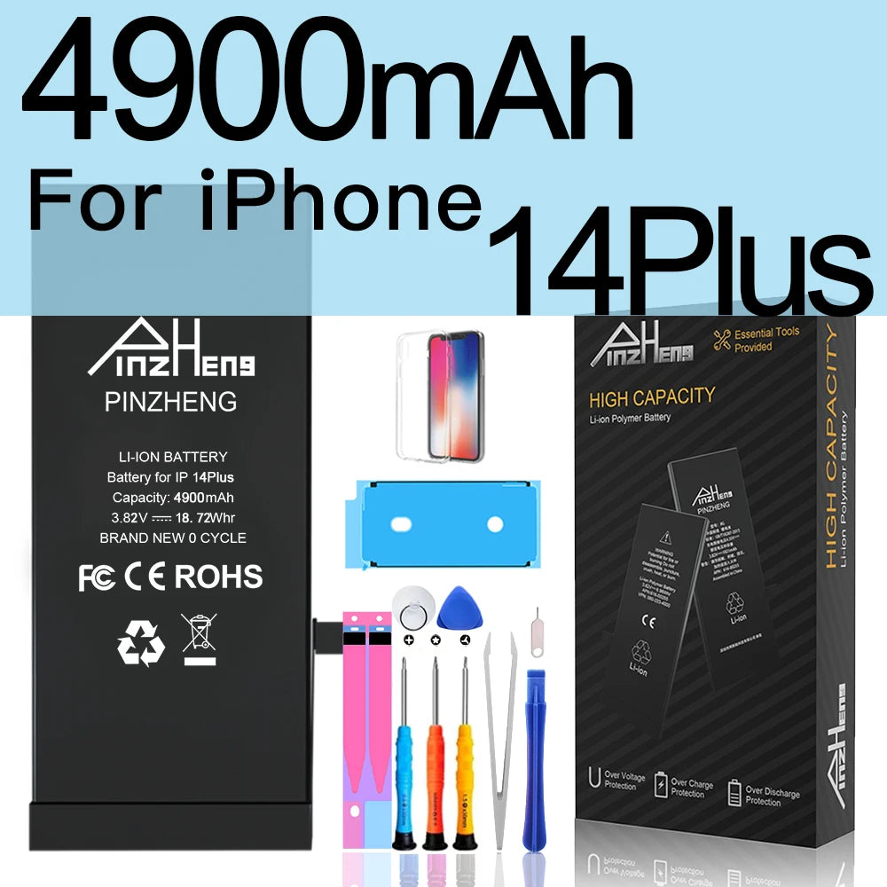 PINZHENG High Capacity Battery For iPhone 16 15 Pro Max 14 16 Pro Replacement Batteries For iPhone 15 16 14 Plus 14 Pro Max