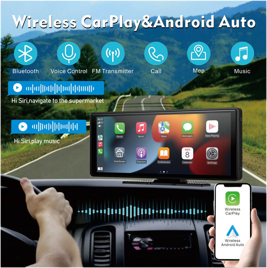Universell, bärbar och trådlös skärm för bil med CarPlay, Android Auto och pekskärm