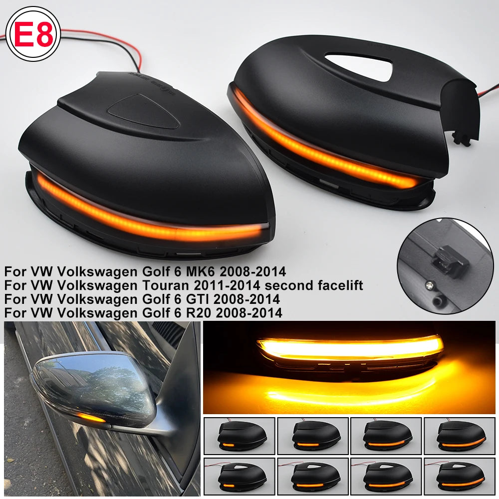 2 st för Volkswagen VW Golf 6 MK6 GTI R32 08-14 2 st dynamiska LED-blinkers backspegel blinkers indikator
