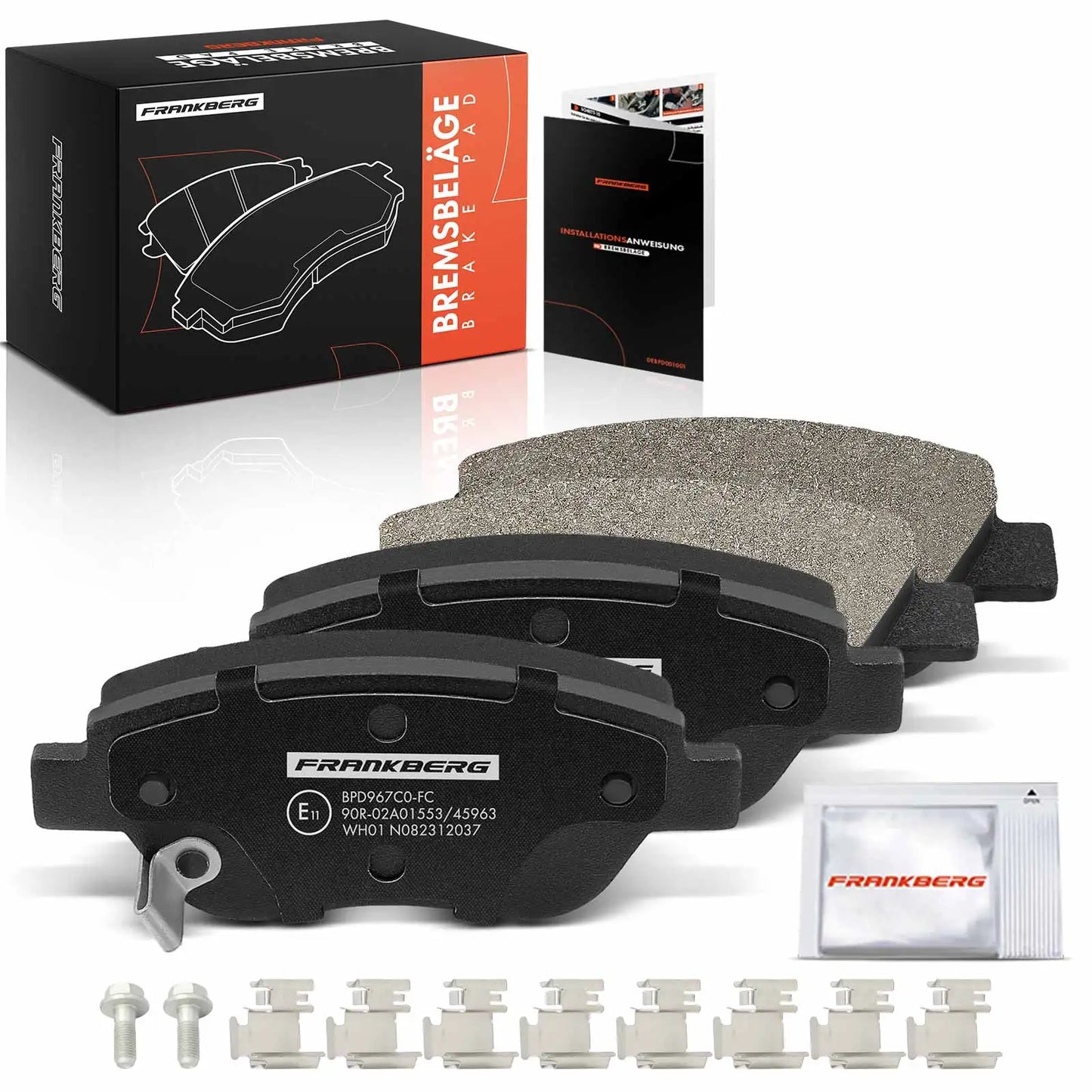 Frankberg 4x Bromsbelägg fram till Fiat Doblo MPV Van/MPV Panda Van/Hatchback, Opel Adam Corsa D 93189815 095521571