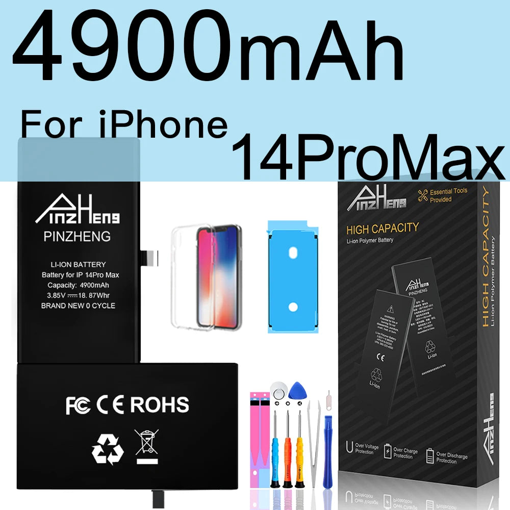PINZHENG High Capacity Battery For iPhone 16 15 Pro Max 14 16 Pro Replacement Batteries For iPhone 15 16 14 Plus 14 Pro Max