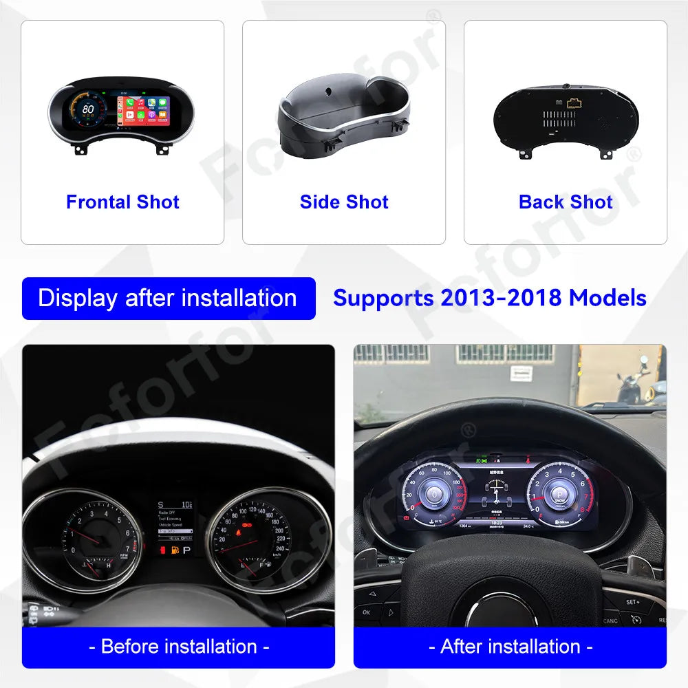 12,3-tums digitalt instrumentkluster för Jeep Grand Cherokee 2013-2018 LCD-panel virtuell hastighetsmätare med Carplay
